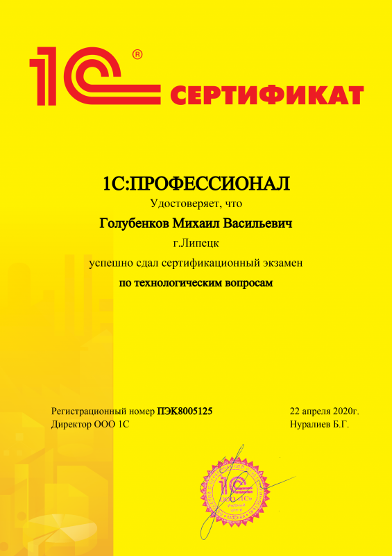 1С:Профессионал по технологическим вопросам
