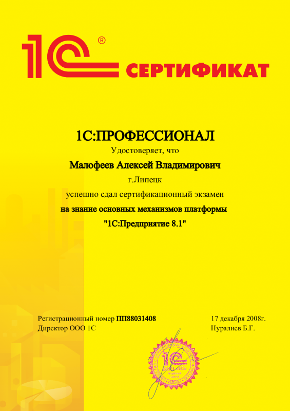 1С:Профессионал. Платформа 1С:Предприятие 8.1